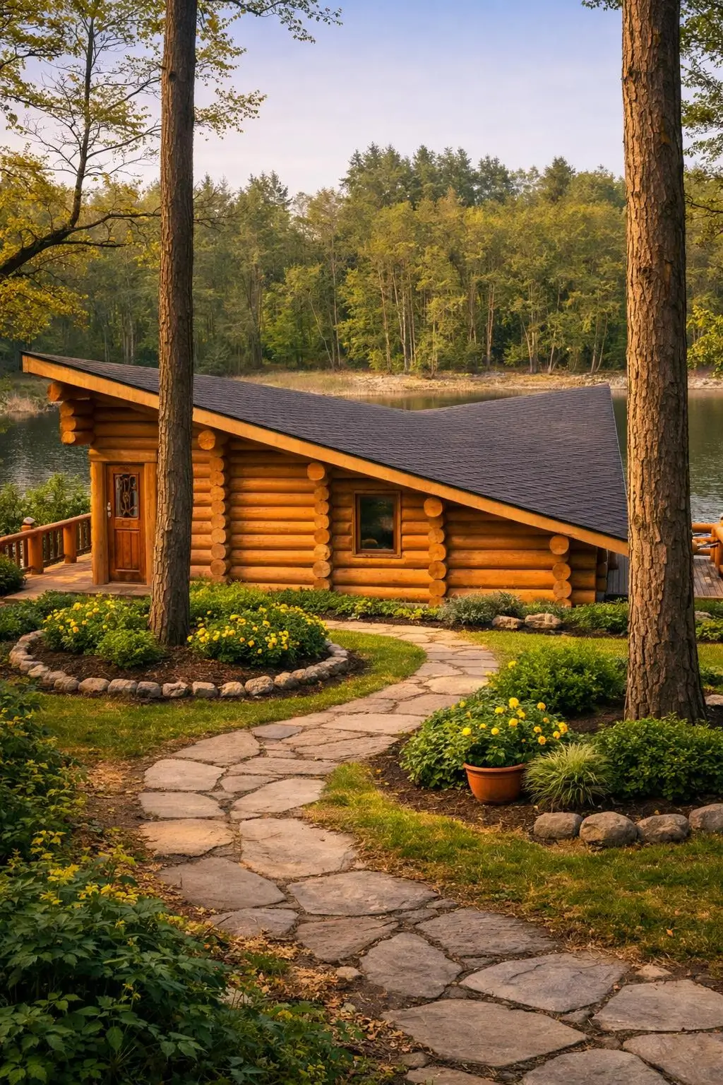 idealni srub u jezera.